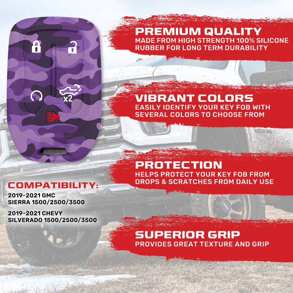 GMC & Chevy 19-21 Sierra & Silverado 1-Piece 100% Silicone Rubber Key Fob Cover - Multiple Colors - Image 63
