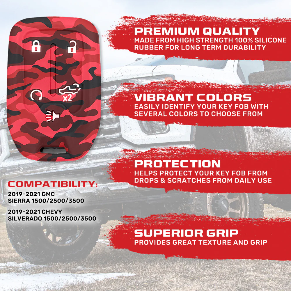 GMC & Chevy 19-21 Sierra & Silverado 1-Piece 100% Silicone Rubber Key Fob Cover - Multiple Colors - Image 65