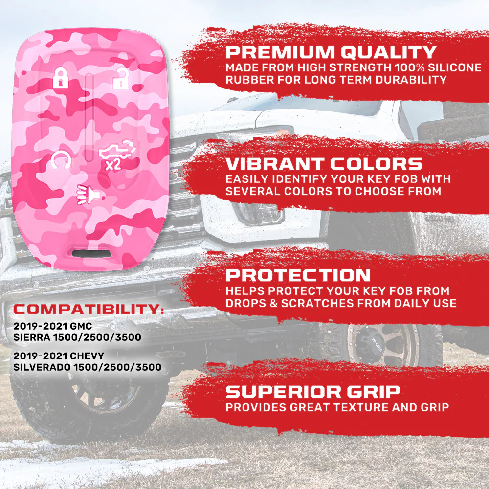 GMC & Chevy 19-21 Sierra & Silverado 1-Piece 100% Silicone Rubber Key Fob Cover - Multiple Colors - Image 70