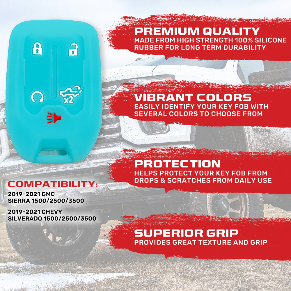 GMC & Chevy 19-21 Sierra & Silverado 1-Piece 100% Silicone Rubber Key Fob Cover - Multiple Colors - Image 72