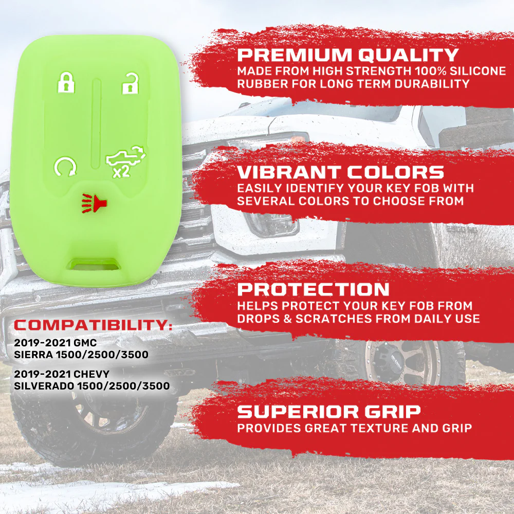 GMC & Chevy 19-21 Sierra & Silverado 1-Piece 100% Silicone Rubber Key Fob Cover - Multiple Colors - Image 75