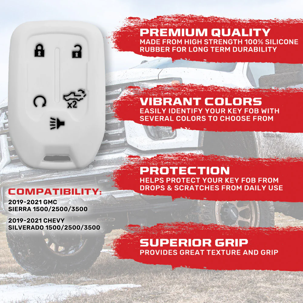 GMC & Chevy 19-21 Sierra & Silverado 1-Piece 100% Silicone Rubber Key Fob Cover - Multiple Colors - Image 9