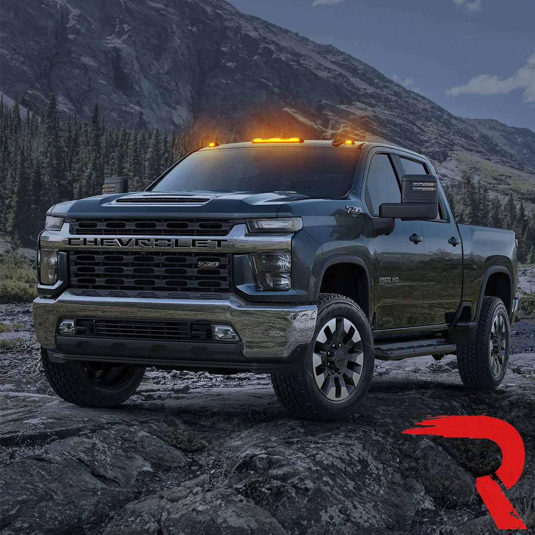 GMC & Chevy 20-24 (4th GEN Body Style) Heavy-Duty (3-Piece Set) Amber Cab Roof Light Lens with Amber LED’s - (Attn: This cab light kit replaces OEM factory installed cab roof lights) - Image 10