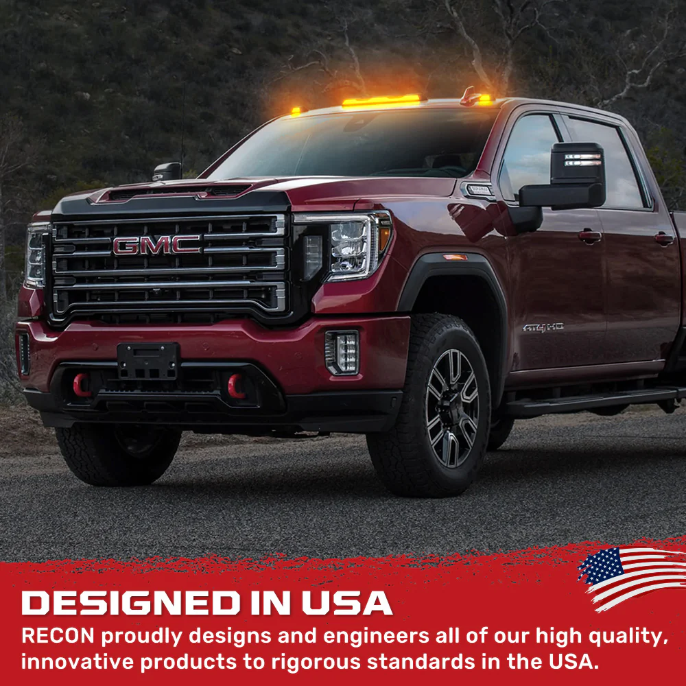 GMC & Chevy 20-25 (4th GEN Body Style) Heavy-Duty (3-Piece Set) Smoked Cab Roof Light Lens with Amber LED’s - (Attn: This cab light kit replaces OEM factory installed cab roof lights) - Image 6