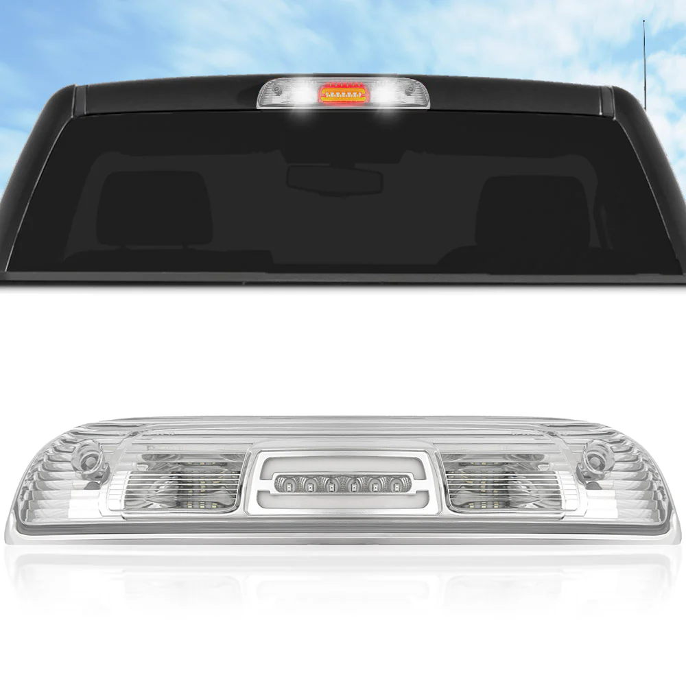 GMC & Chevy 14-18 Sierra & Silverado 1500 (3rd Gen) - Ultra High Power Red LED 3rd Brake Light Kit w/ Ultra High Power CREE XML White LED Cargo Lights - Clear Lens