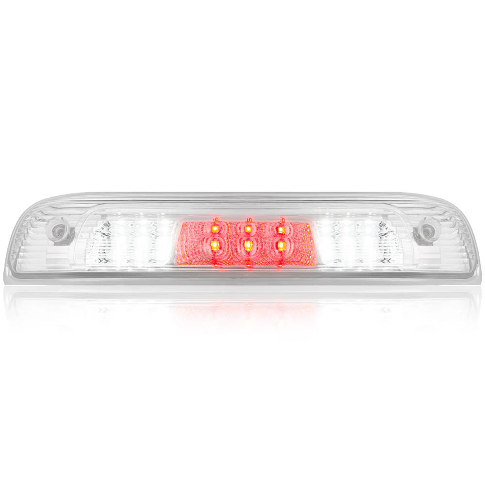 GMC Sierra & Chevy Silverado 3rd GEN 14-19 2500/3500 Red LED 3rd Brake Light Kit with White LED Cargo Lights - Clear Lens