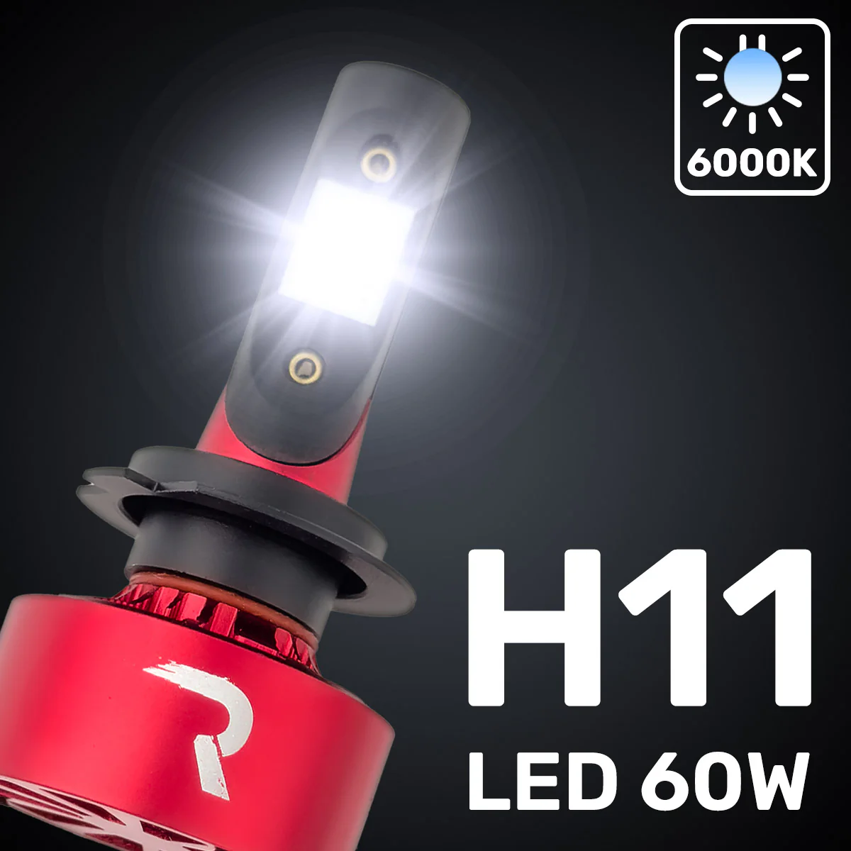 H11 12V Ultra High-Power 60-Watt LED Headlight Bulbs Single Beam 6000K Color - Image 2