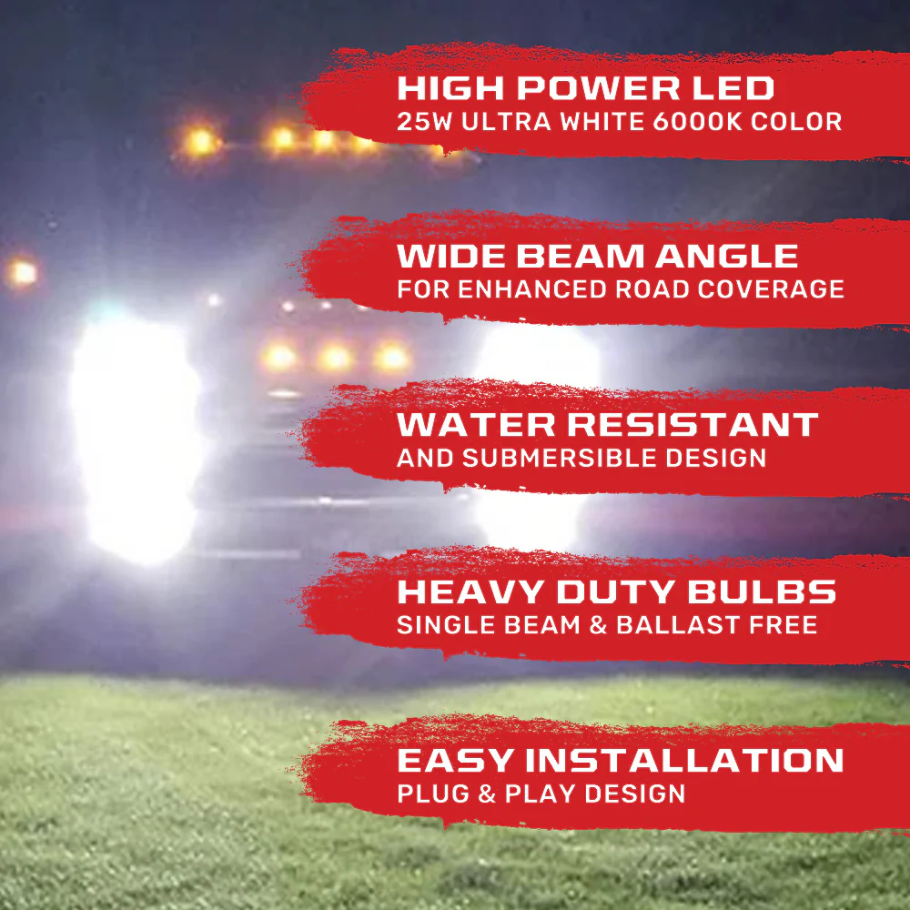 H7 12V High Power LED Headlight Bulbs 25-Watt (Single Beam) Ballast Free - 6000K Color - Image 5