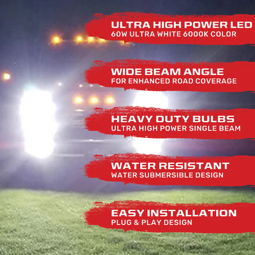 H7 12V Ultra High-Power 60-Watt LED Headlight Bulbs (Single Beam) 6000K Color - Image 4