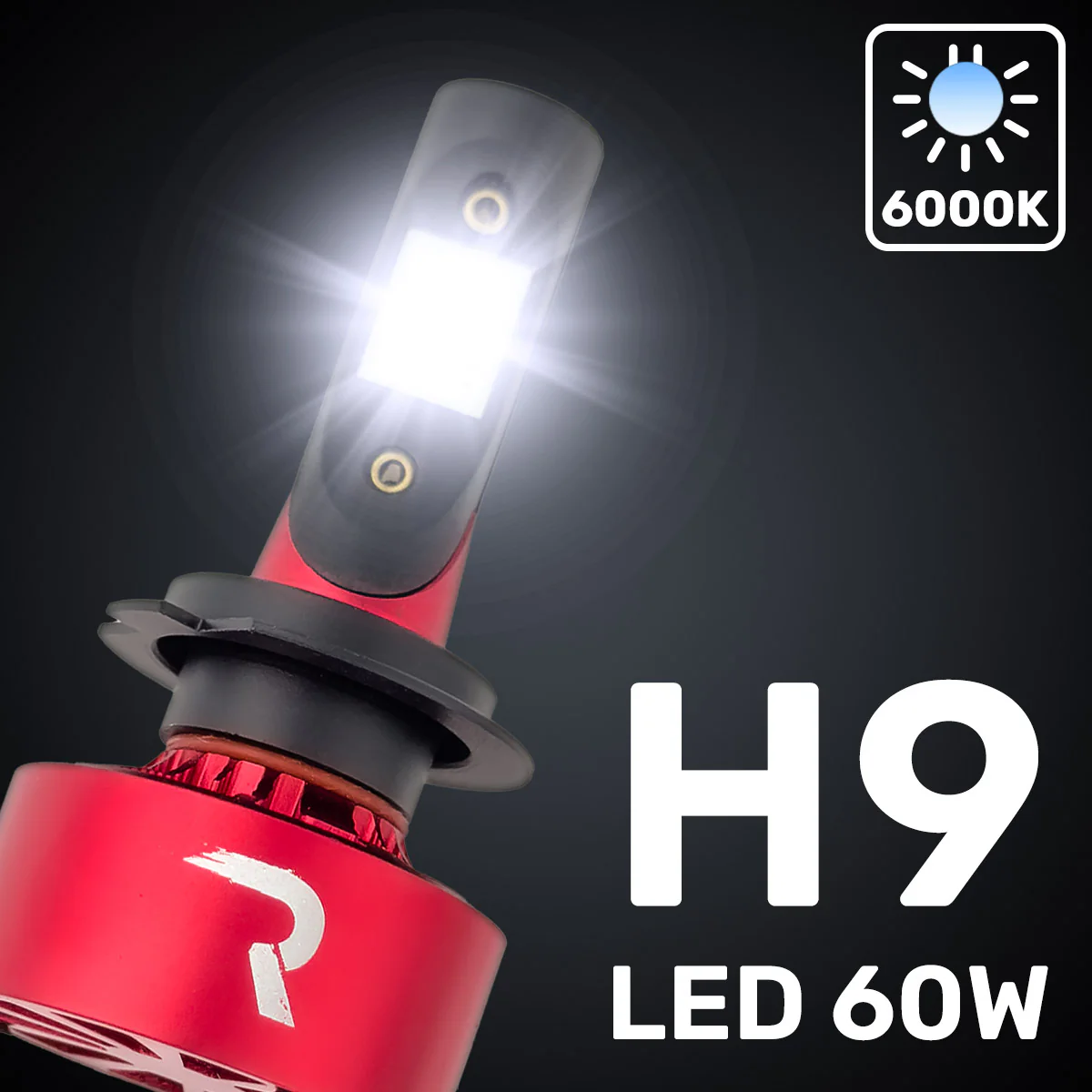 H9 12V Ultra High-Power 60-Watt LED Headlight Bulbs Single Beam 6000K Color - Image 2