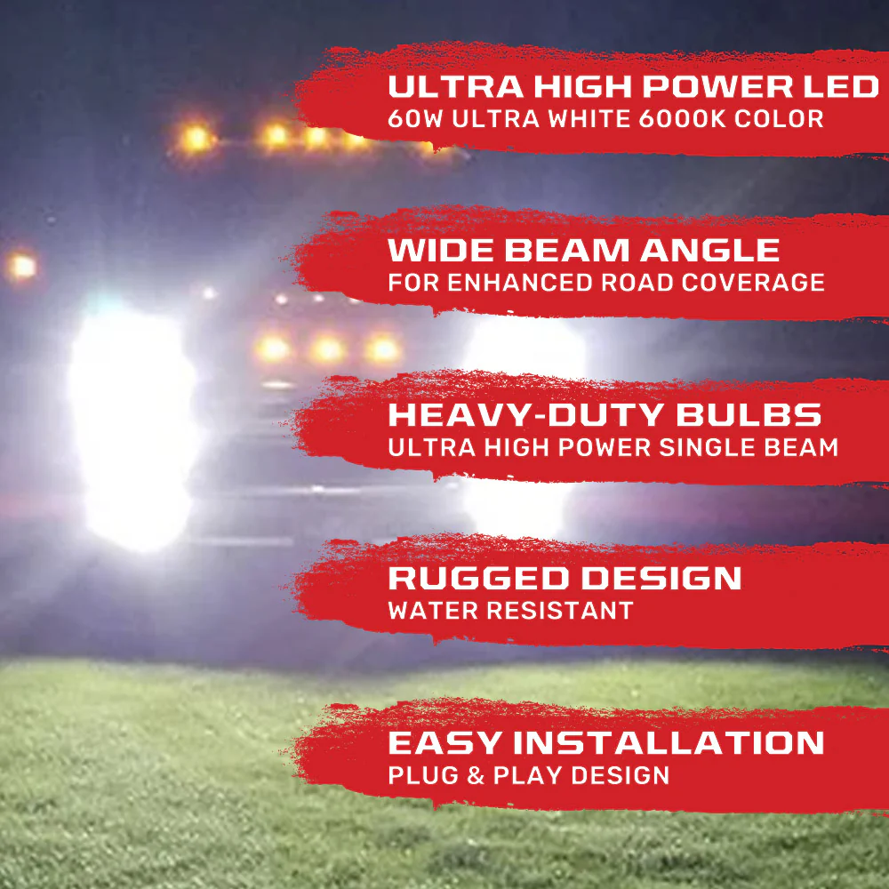 H9 12V Ultra High-Power 60-Watt LED Headlight Bulbs Single Beam 6000K Color - Image 3
