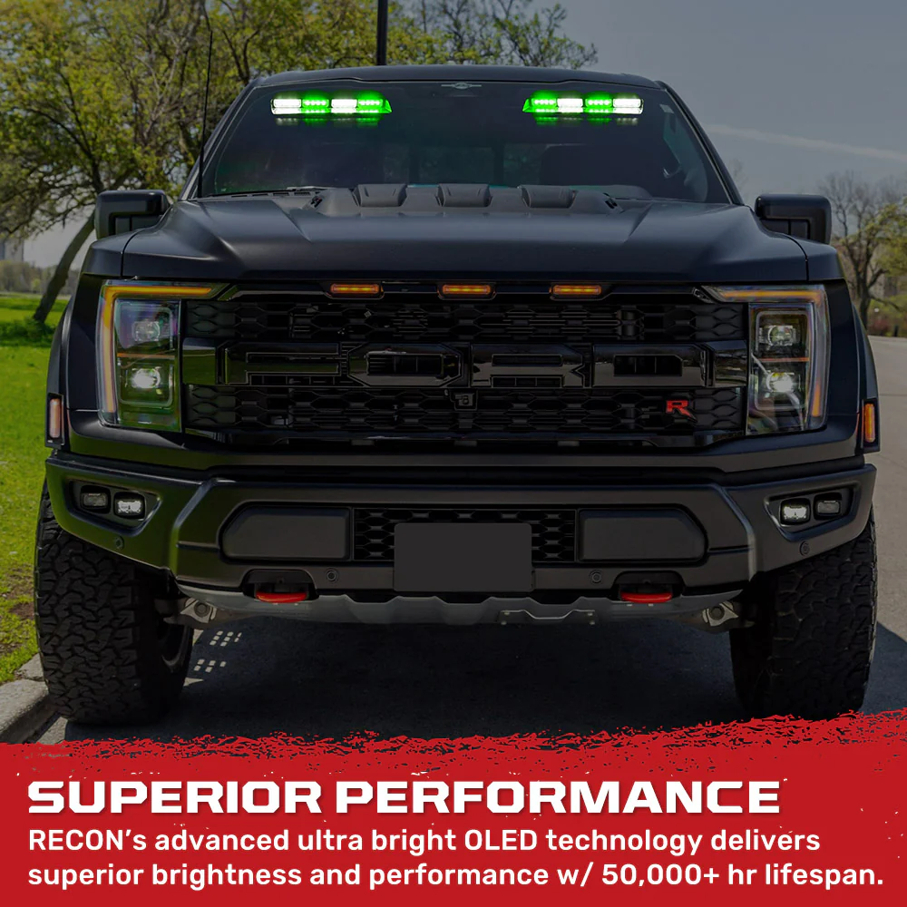 Interior Front Window 2-PC 14" LED Strobe Light Bars Suction Cup Installation A/C Adapter Plug & Play 26 Light Functions - Multiple Colors - Image 49