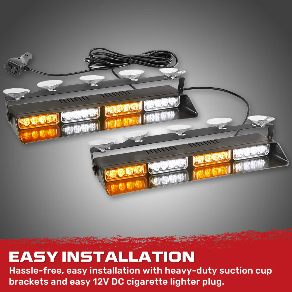 Interior Front Window 2-PC 14" LED Strobe Light Bars Suction Cup Installation A/C Adapter Plug & Play 26 Light Functions - Multiple Colors - Image 7