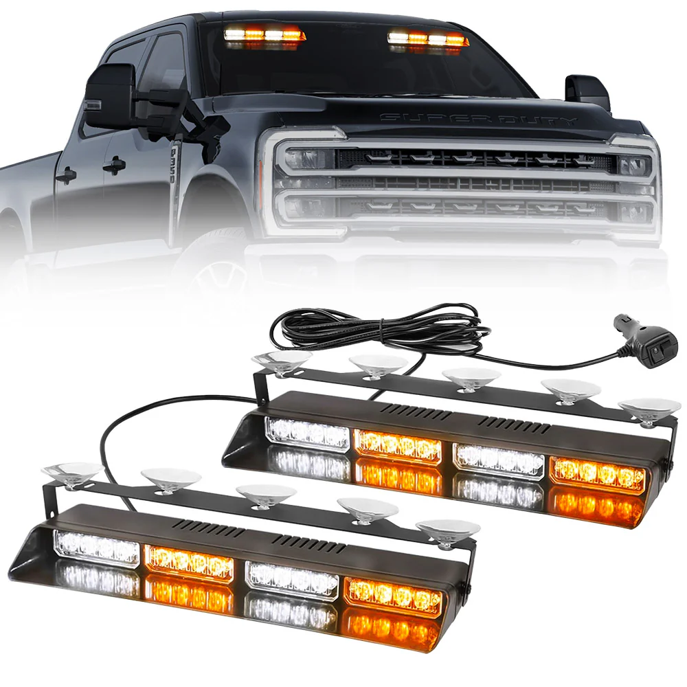 Interior Front Window 2-PC 14" LED Strobe Light Bars Suction Cup Installation A/C Adapter Plug & Play 26 Light Functions - Multiple Colors - Image 8