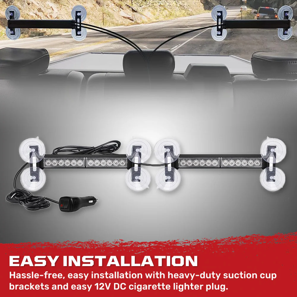 Interior Rear Window 2-PC LED Strobe/Flashing Light Bars - Suction Cup Installation A/C Adapter Plug & Play with 20 Lighting Function - Multiple Colors - Image 14