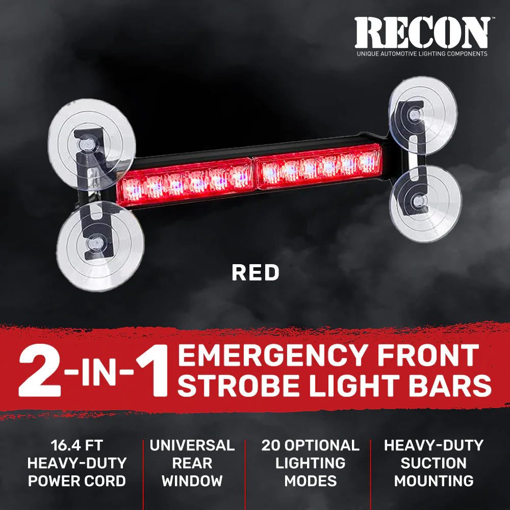Interior Rear Window 2-PC LED Strobe/Flashing Light Bars - Suction Cup Installation A/C Adapter Plug & Play with 20 Lighting Function - Multiple Colors - Image 26