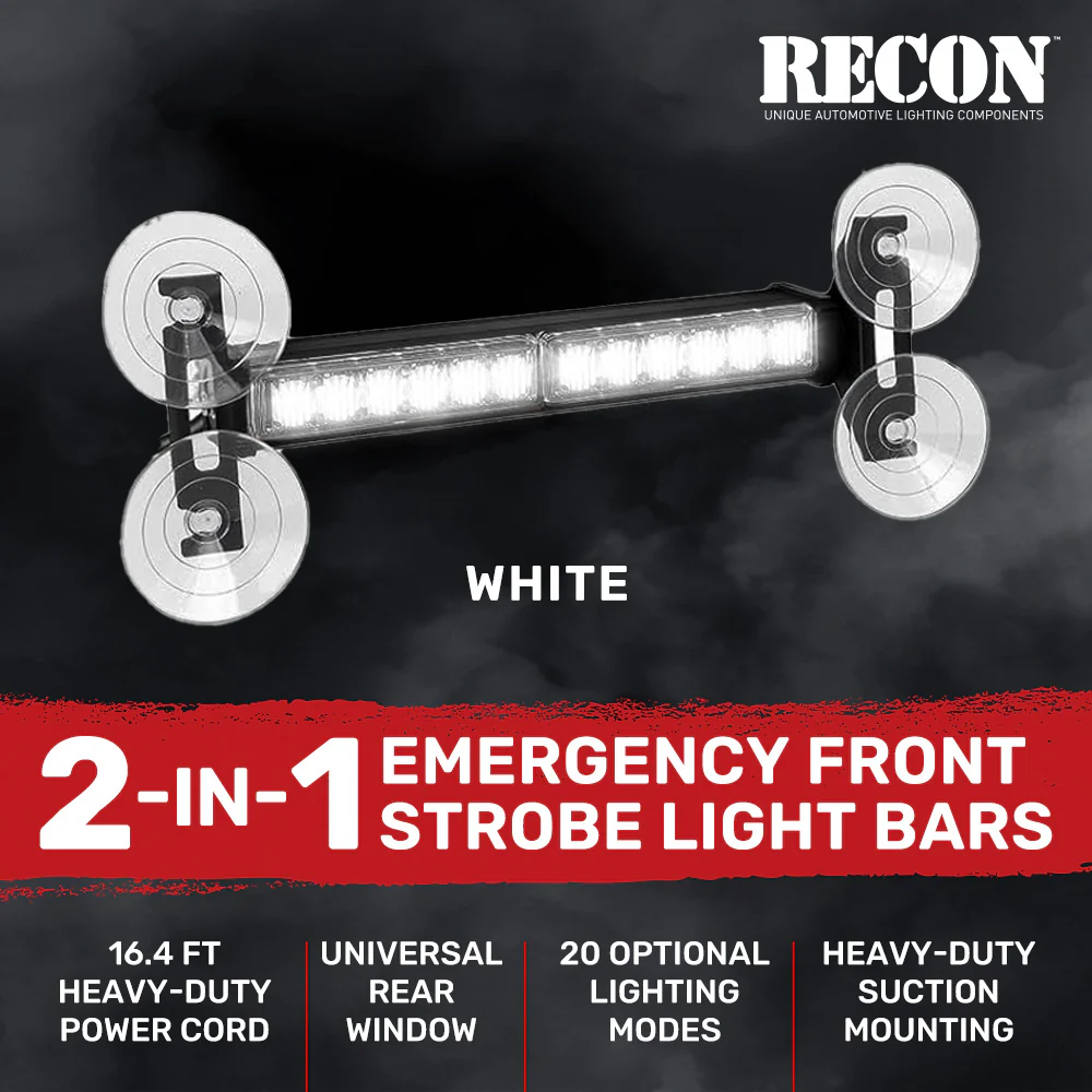 Interior Rear Window 2-PC LED Strobe/Flashing Light Bars - Suction Cup Installation A/C Adapter Plug & Play with 20 Lighting Function - Multiple Colors - Image 41
