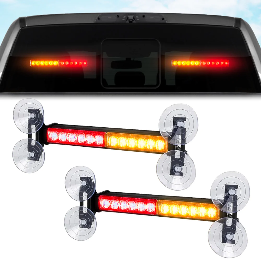 Interior Rear Window 2-PC LED Strobe/Flashing Light Bars - Suction Cup Installation A/C Adapter Plug & Play with 20 Lighting Function - Multiple Colors - Image 45