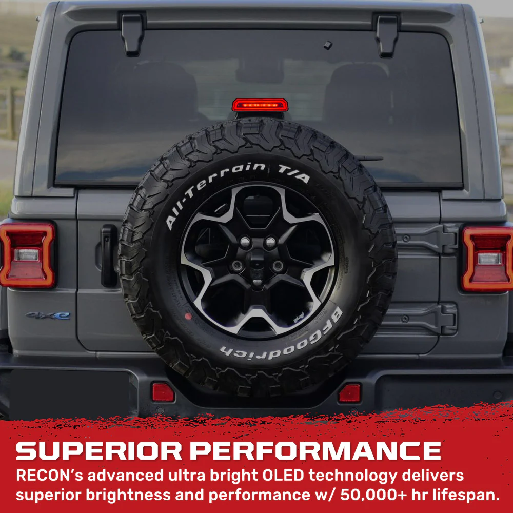 Jeep Wrangler JL 18-25 Ultra High Power Red OLED 3rd Brake Light Kit - Smoked & Clear Lens - Image 13