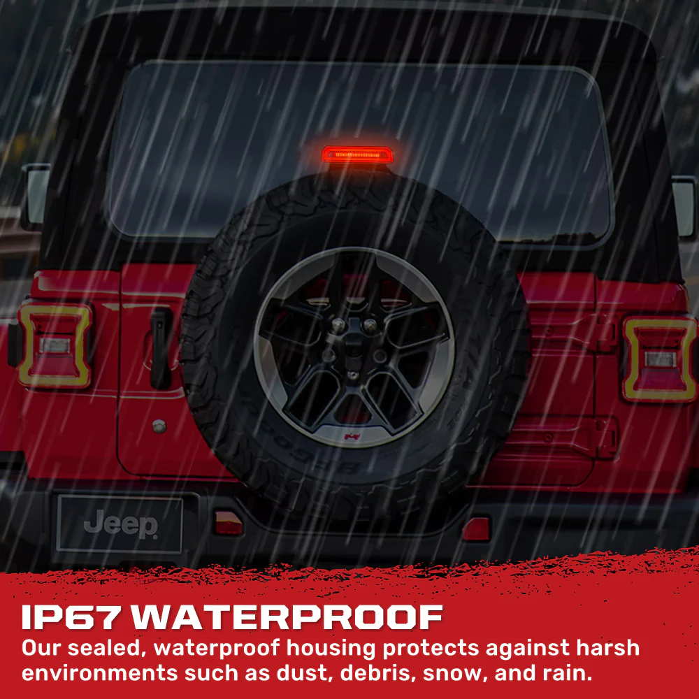Jeep Wrangler JL 18-25 Ultra High Power Red OLED 3rd Brake Light Kit - Smoked & Clear Lens - Image 7
