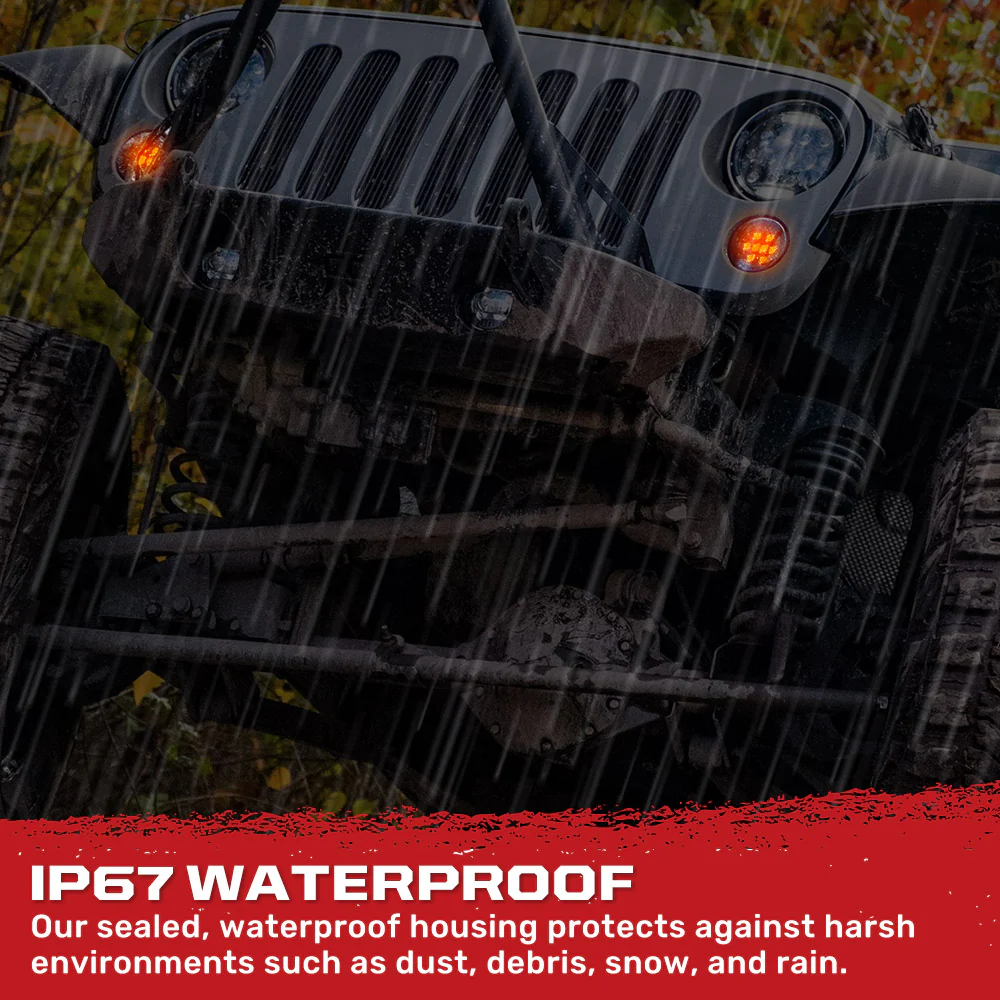 Jeep Wrangler JK 07-18 Ultra Bright Front Round DRL & Turn Signal LED Lights - Multiple Options - Image 11