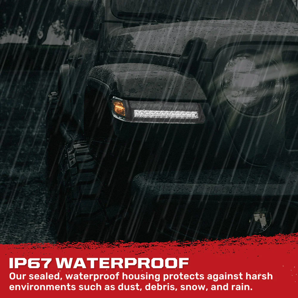 Jeep Wrangler JL 18-25 Ultra Bright White DRL OLED Amber Scanning Switchback Turn Signals Fender Lights (Replaces OEM Halogen) - Multiple Lens - Image 12