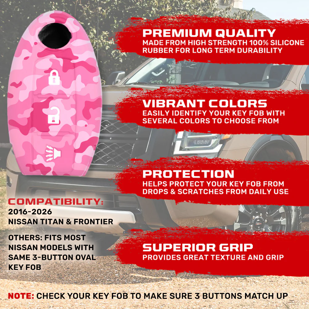 Nissan 16-26 Titan & Frontier 1-Piece 100% Silicone Rubber 3-Button & 4-Button Key Fob Cover - Multiple Colors - Image 107