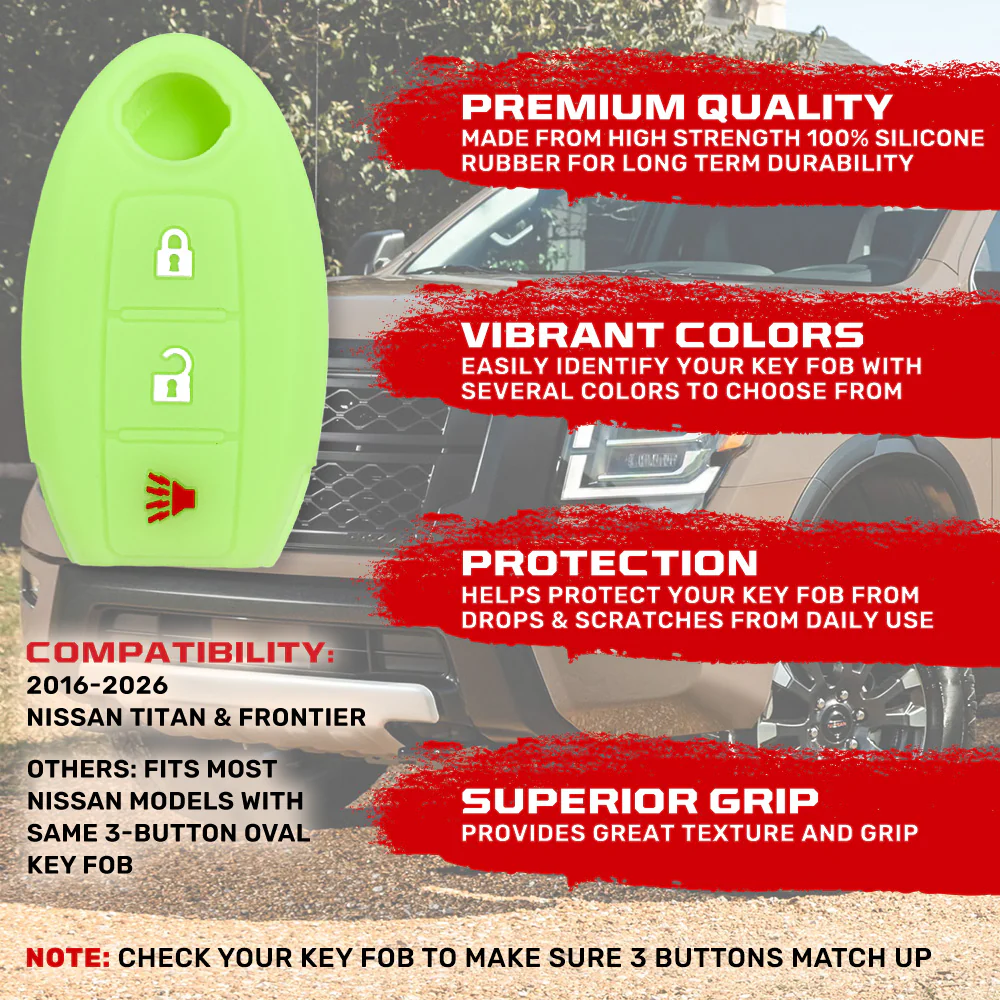 Nissan 16-26 Titan & Frontier 1-Piece 100% Silicone Rubber 3-Button & 4-Button Key Fob Cover - Multiple Colors - Image 137