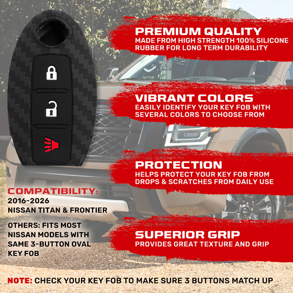 Nissan 16-26 Titan & Frontier 1-Piece 100% Silicone Rubber 3-Button & 4-Button Key Fob Cover - Multiple Colors - Image 15
