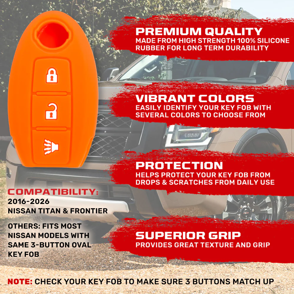Nissan 16-26 Titan & Frontier 1-Piece 100% Silicone Rubber 3-Button & 4-Button Key Fob Cover - Multiple Colors - Image 24