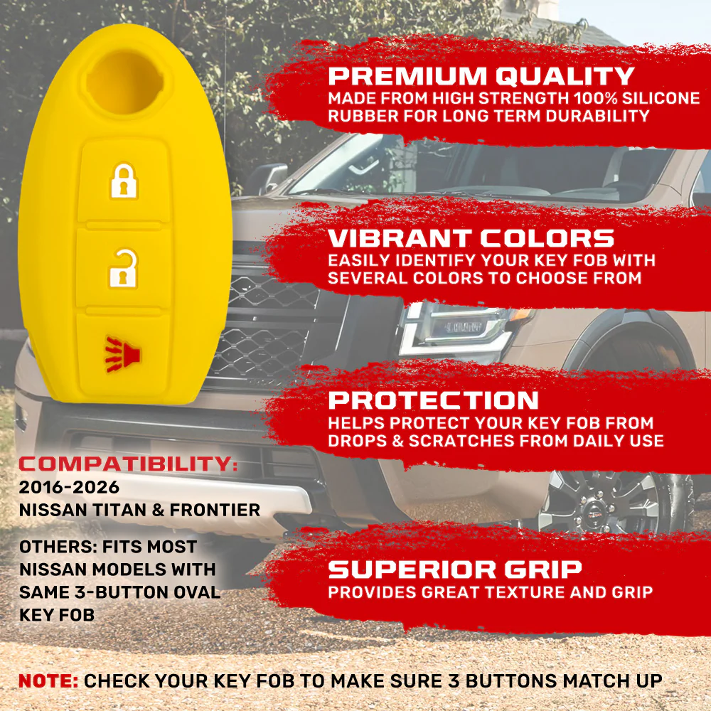 Nissan 16-26 Titan & Frontier 1-Piece 100% Silicone Rubber 3-Button & 4-Button Key Fob Cover - Multiple Colors - Image 28