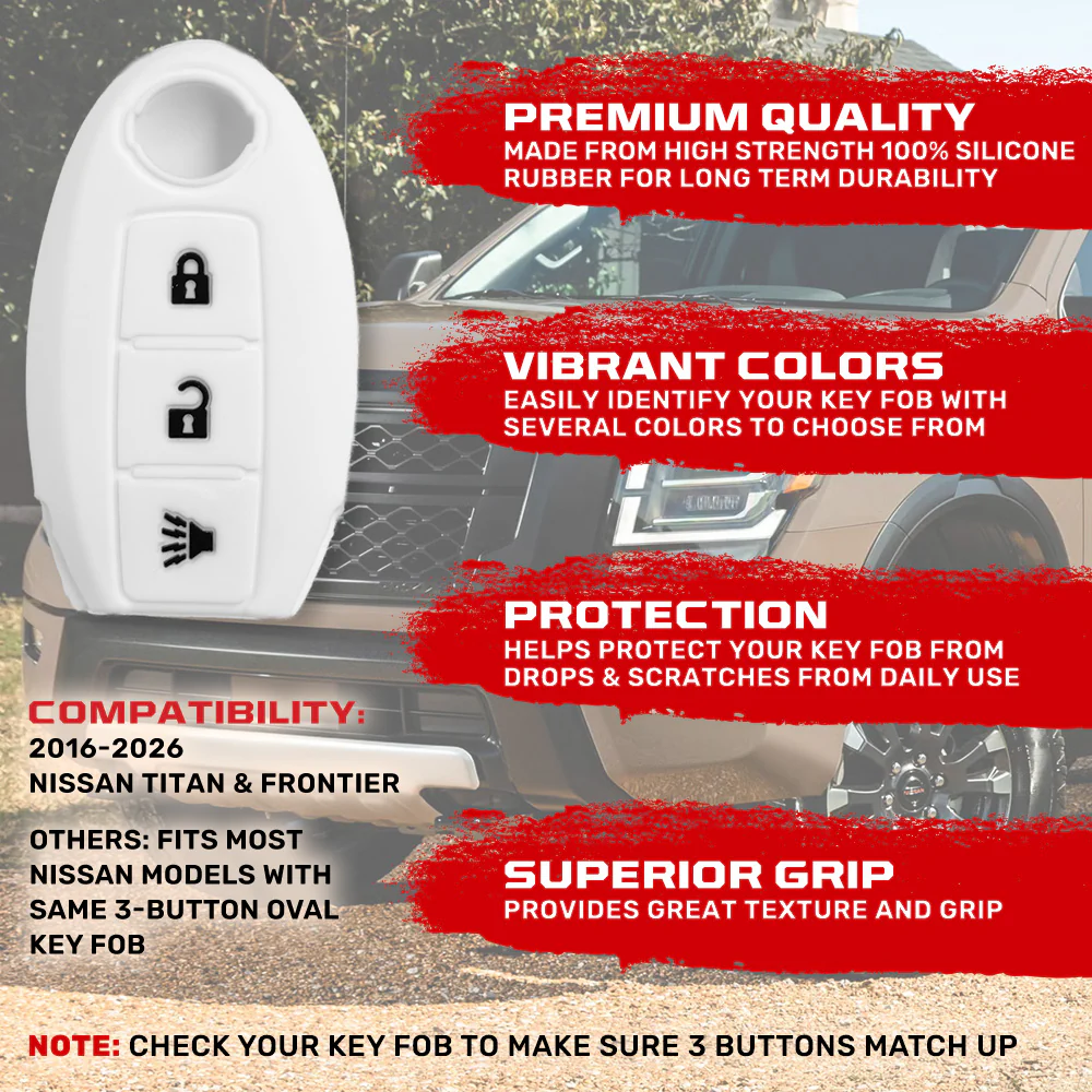 Nissan 16-26 Titan & Frontier 1-Piece 100% Silicone Rubber 3-Button & 4-Button Key Fob Cover - Multiple Colors - Image 31
