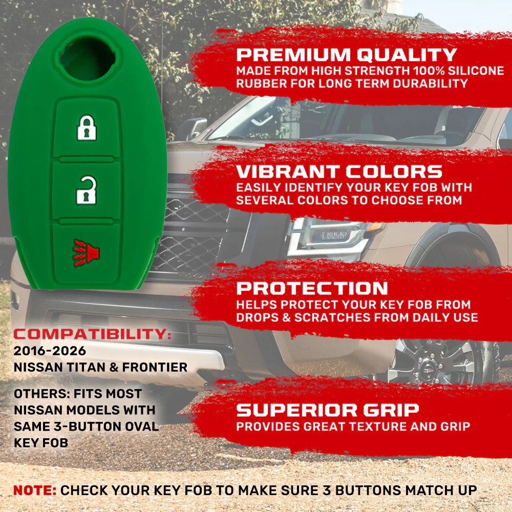Nissan 16-26 Titan & Frontier 1-Piece 100% Silicone Rubber 3-Button & 4-Button Key Fob Cover - Multiple Colors - Image 37