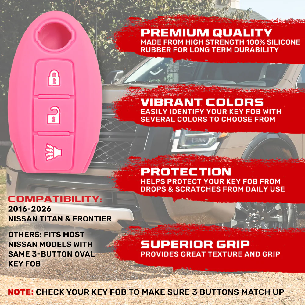 Nissan 16-26 Titan & Frontier 1-Piece 100% Silicone Rubber 3-Button & 4-Button Key Fob Cover - Multiple Colors - Image 43