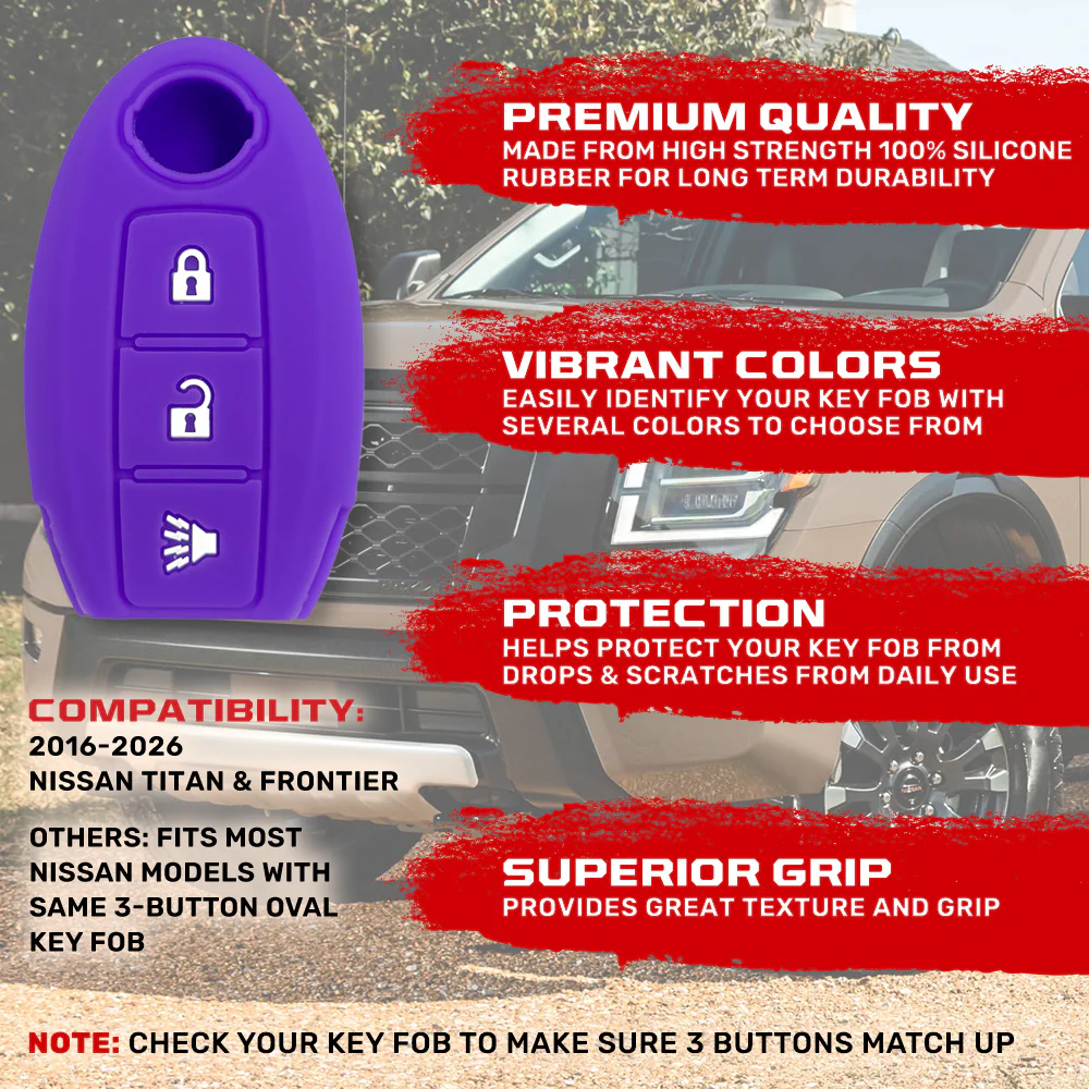 Nissan 16-26 Titan & Frontier 1-Piece 100% Silicone Rubber 3-Button & 4-Button Key Fob Cover - Multiple Colors - Image 45