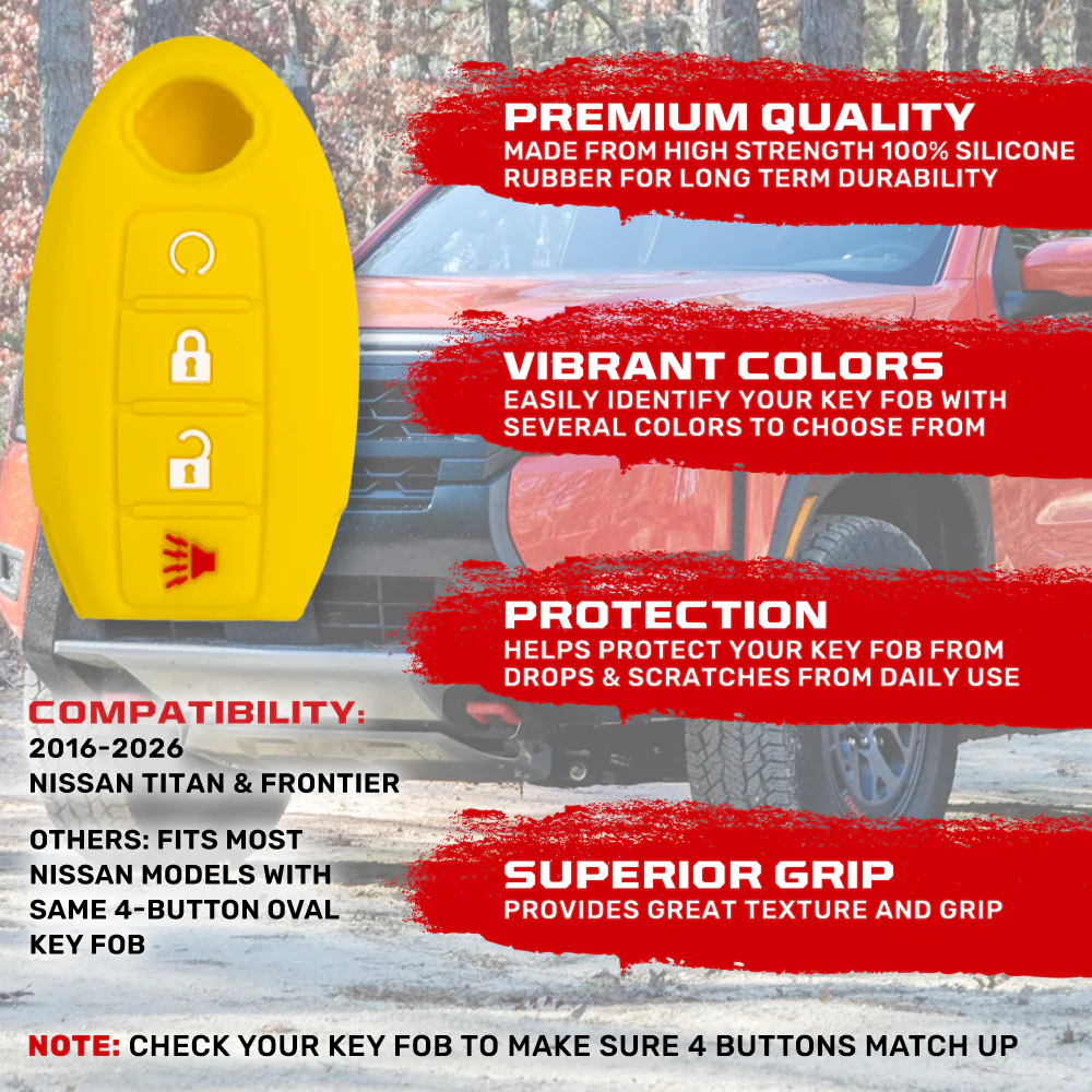 Nissan 16-26 Titan & Frontier 1-Piece 100% Silicone Rubber 3-Button & 4-Button Key Fob Cover - Multiple Colors - Image 67