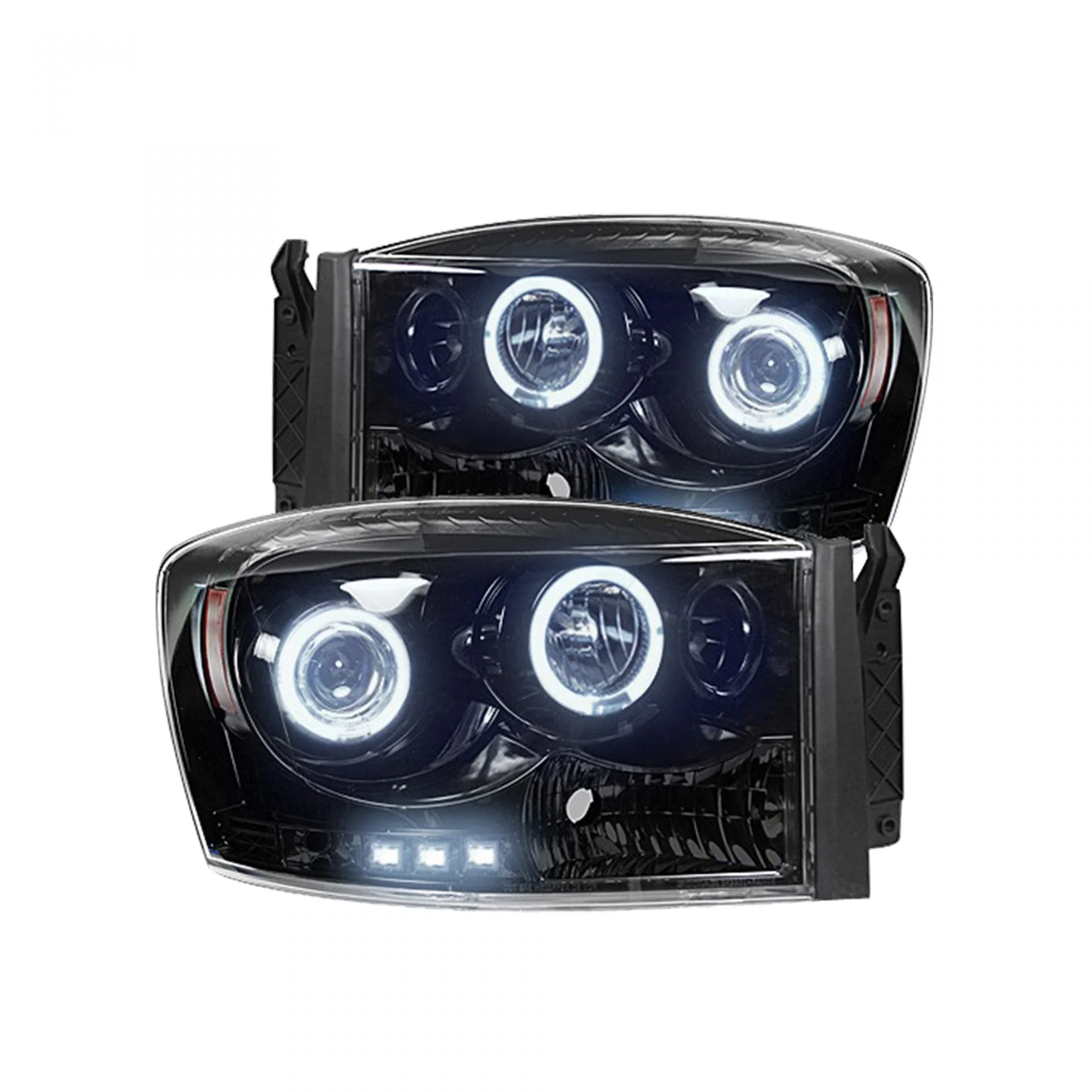 Dodge RAM 1500 06-08 Projector Headlights CCFL Halos & DRL in Smoked/Black - Image 2