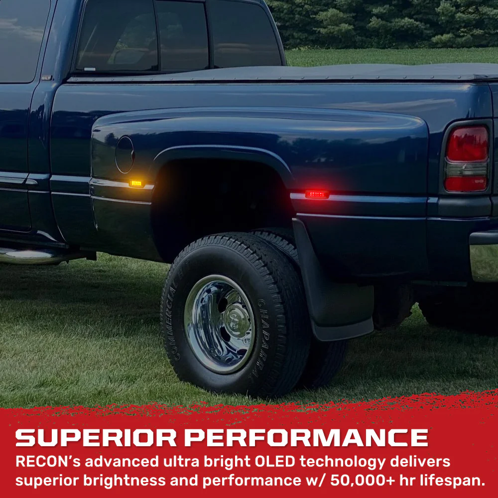 Dodge RAM 94-01 Red & Amber LED Fender Lights (4-Piece Set) - Smoked or Clear Lens - Image 7