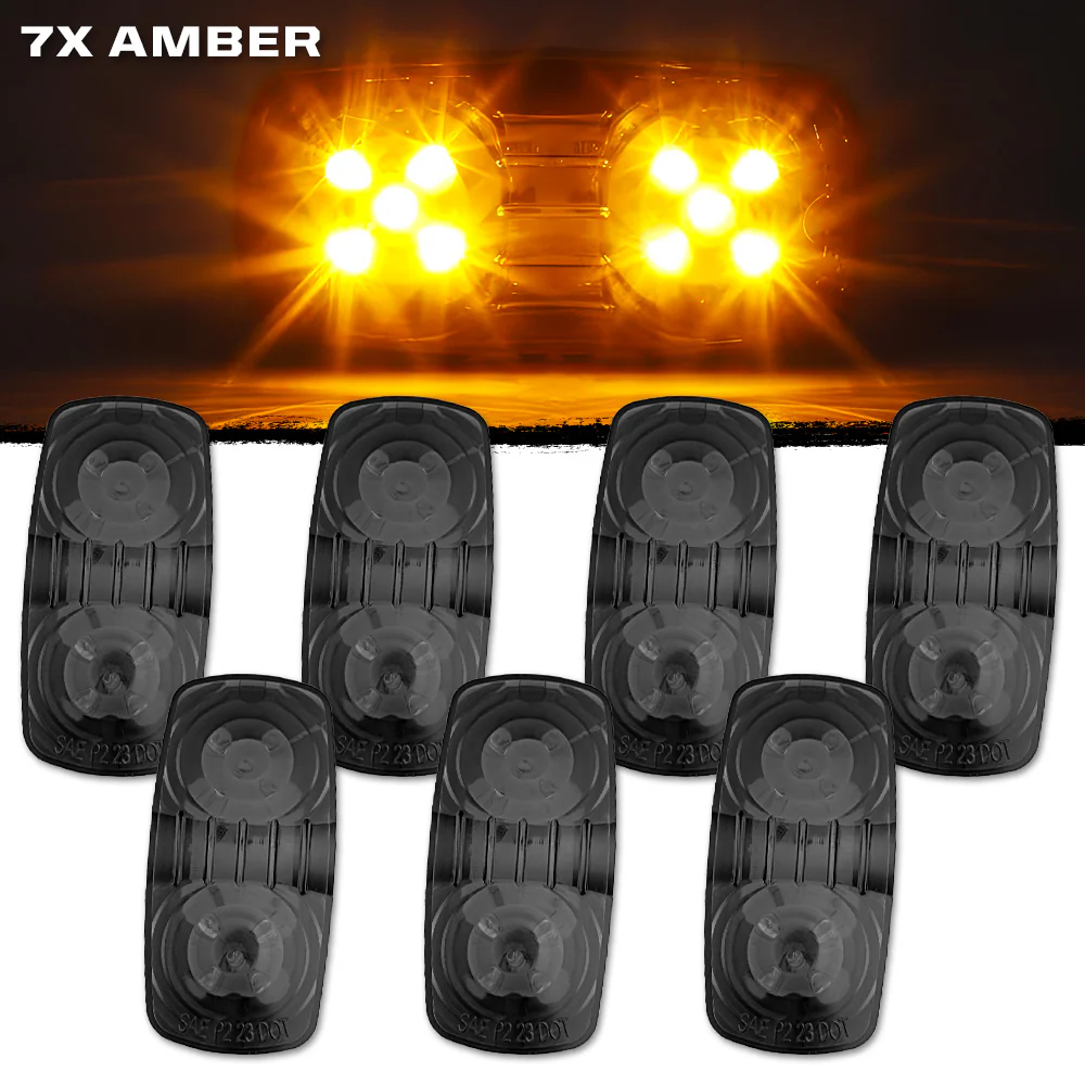 RECON 14-Pc Trailer Clearance Side Marker Running Lights Turn Signals 4" Lights with Ultra Bright 7 Red & 7 Amber LED Lights - Multiple Lens - Image 16