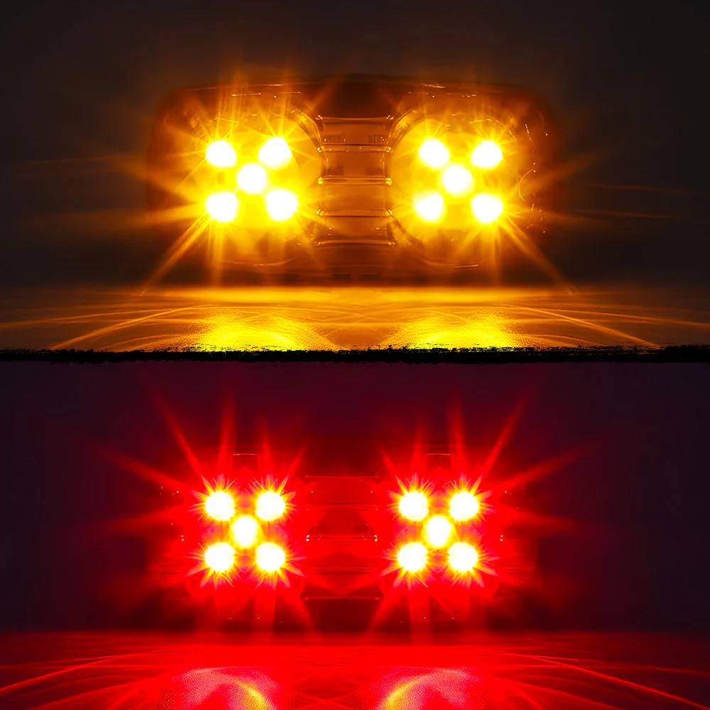 RECON 14-Pc Trailer Clearance Side Marker Running Lights Turn Signals 4" Lights with Ultra Bright 7 Red & 7 Amber LED Lights - Multiple Lens - Image 3
