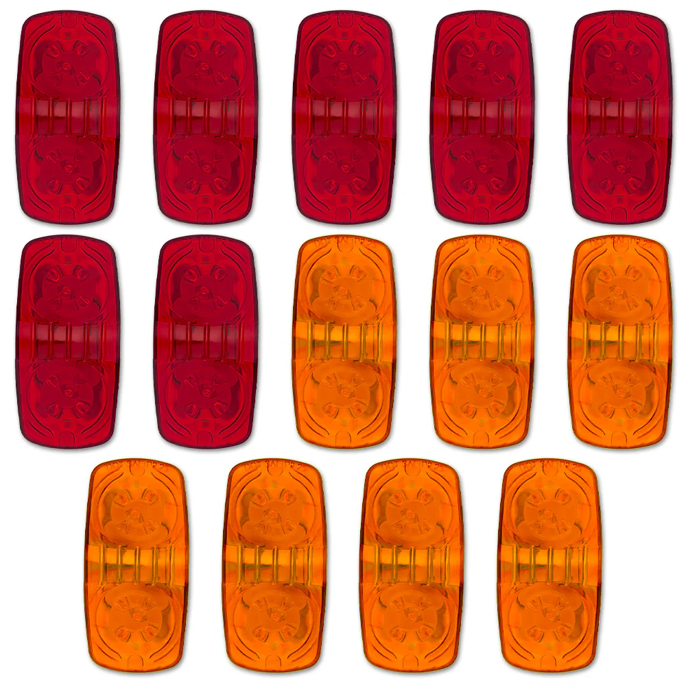 RECON 14-Pc Trailer Clearance Side Marker Running Lights Turn Signals 4" Lights with Ultra Bright 7 Red & 7 Amber LED Lights - Multiple Lens - Image 6
