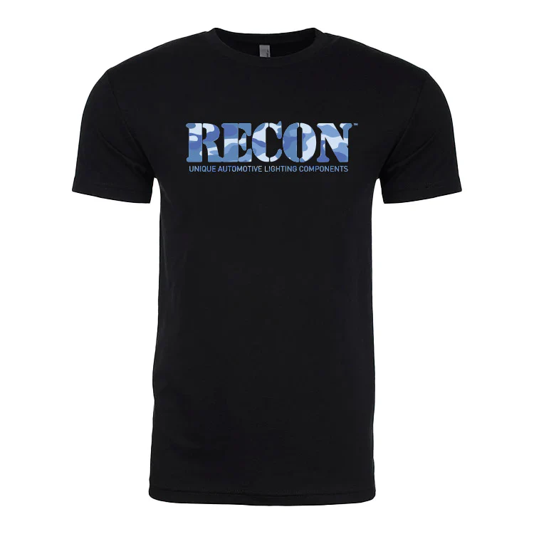 RECON Blue Camo Logo T-Shirt - Black
