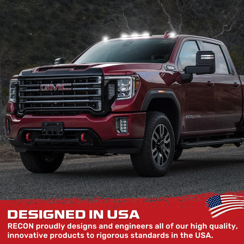 RECON - GMC & Chevy 20-25 (4th Gen) Heavy-Duty 3-Pc Cab Roof Light Set 2-Way Front & Rear Facing Ultra High-Power LED (ATTN: For models that DID NOT come with factory cab roof lights) - Multiple Options - Image 35