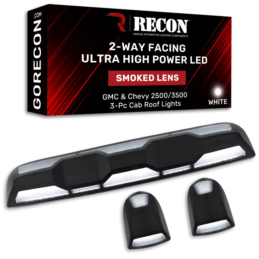 RECON - GMC & Chevy 20-25 (4th Gen) Heavy-Duty 3-Pc Cab Roof Light Set 2-Way Front & Rear Facing Ultra High-Power LED (ATTN: For models that DID NOT come with factory cab roof lights) - Multiple Options - Image 37