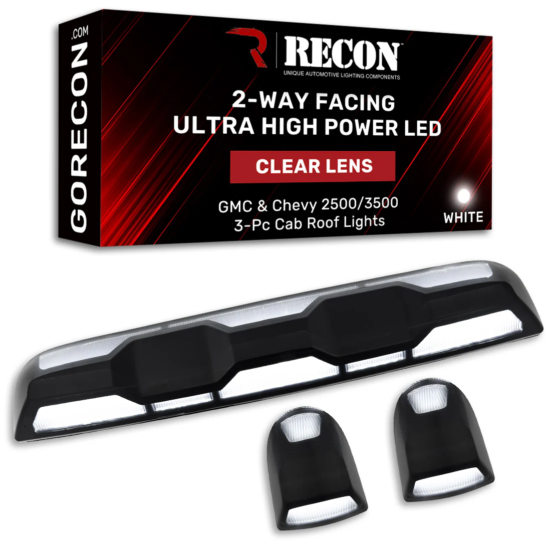 RECON - GMC & Chevy 20-25 (4th Gen) Heavy-Duty 3-Pc Cab Roof Light Set 2-Way Front & Rear Facing Ultra High-Power LED (ATTN: For models that DID NOT come with factory cab roof lights) - Multiple Options - Image 41