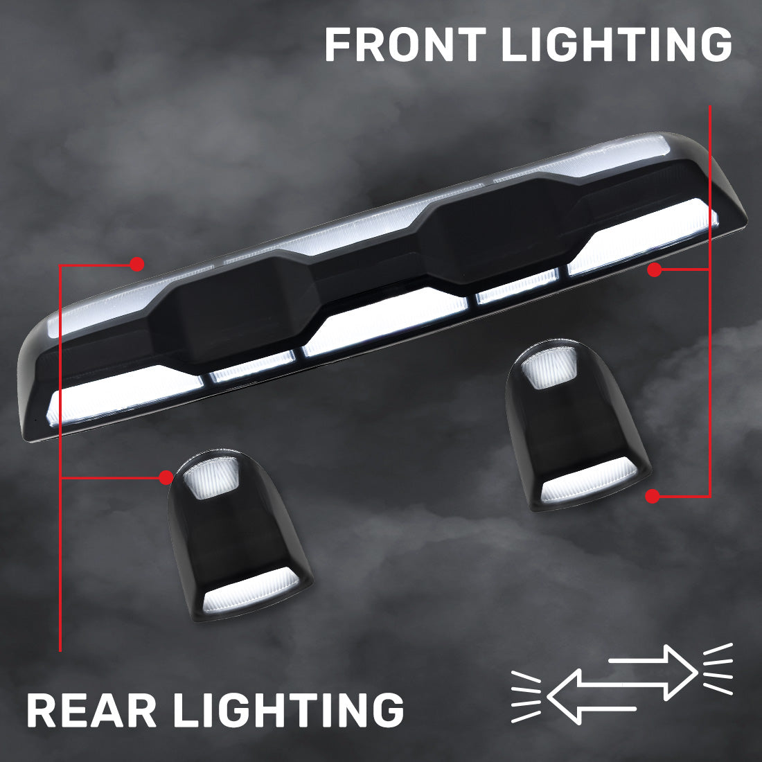 RECON - GMC & Chevy 20-25 (4th Gen) Heavy-Duty 3-Pc Cab Roof Light Set 2-Way Front & Rear Facing Ultra High-Power LED (ATTN: For models that DID NOT come with factory cab roof lights) - Multiple Options - Image 46