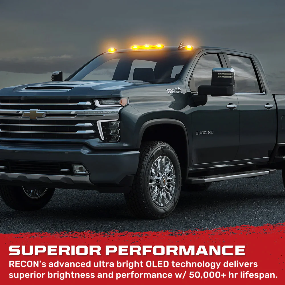 RECON - GMC & Chevy 20-25 (4th Gen) Heavy-Duty 3-Pc Cab Roof Light Set 2-Way Front & Rear Facing Ultra High-Power LED (ATTN: For models that DID NOT come with factory cab roof lights) - Multiple Options - Image 75