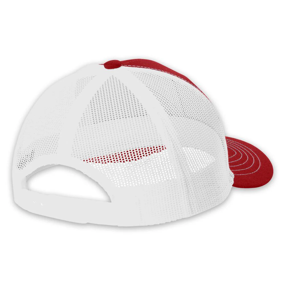 RECON "R" Trucker Snapback Hat - Red Front/White Mesh with White Logo - Image 2