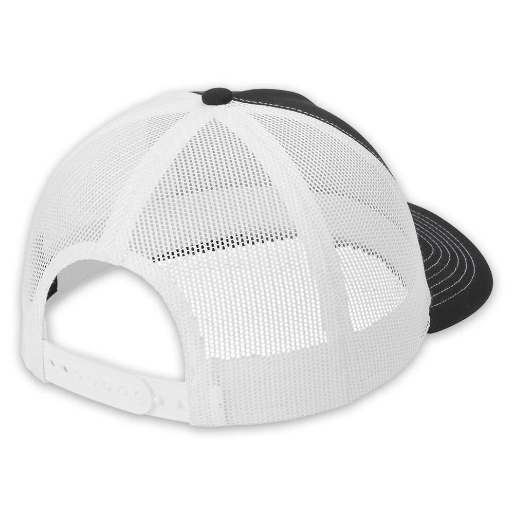 RECON "R" Trucker Snapback Hat - Black Front/White Mesh with Red Logo - Image 2