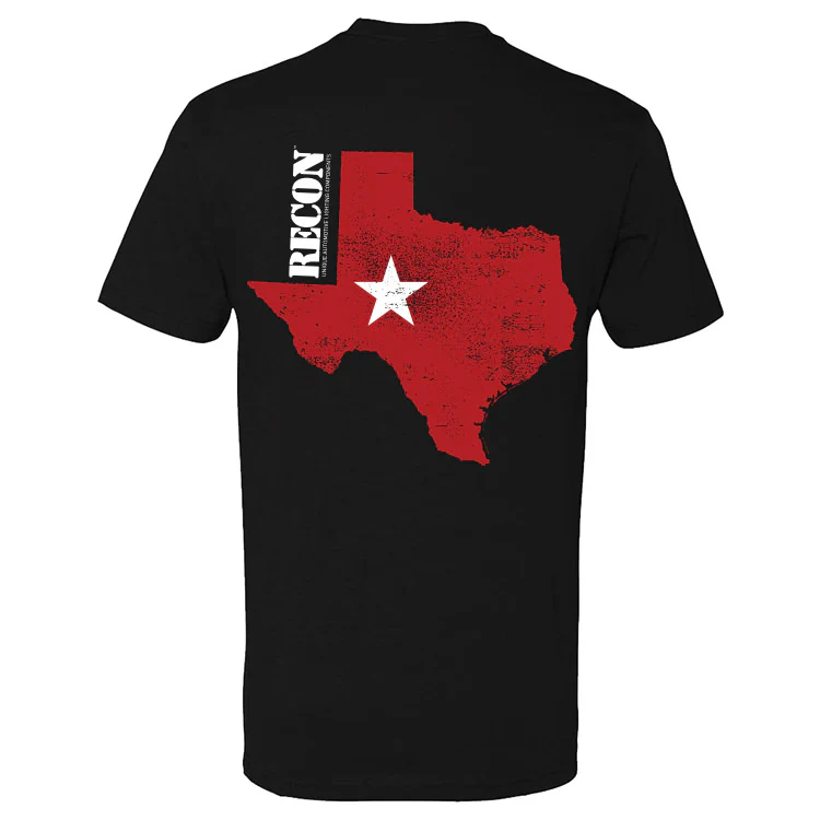 RECON Red Texas State with Logo T-Shirt - Black